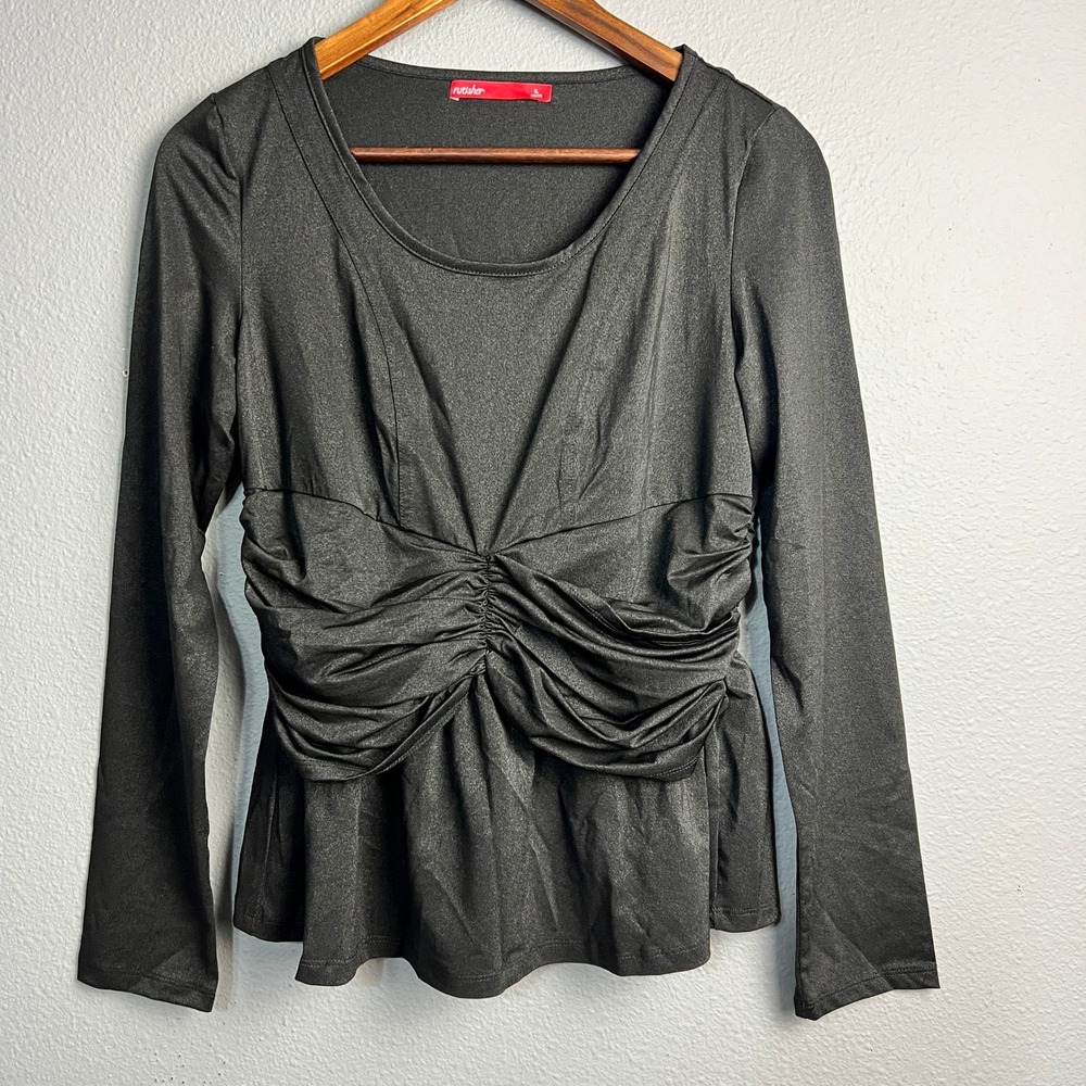 Rutisher XL Ruched Waist Peplum Top Y2K Glam Gothcore Grunge Edgy Minimalist‎